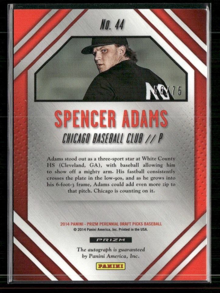 Spencer Adams 2014 Prizm Draft Picks Blue Mojo Prizm Auto 50/75 - Image 2 of 2