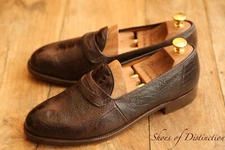 Trickers Brown Ostrich Leather Penny Shoes Loafers Men's UK 9 EU 43 US 10