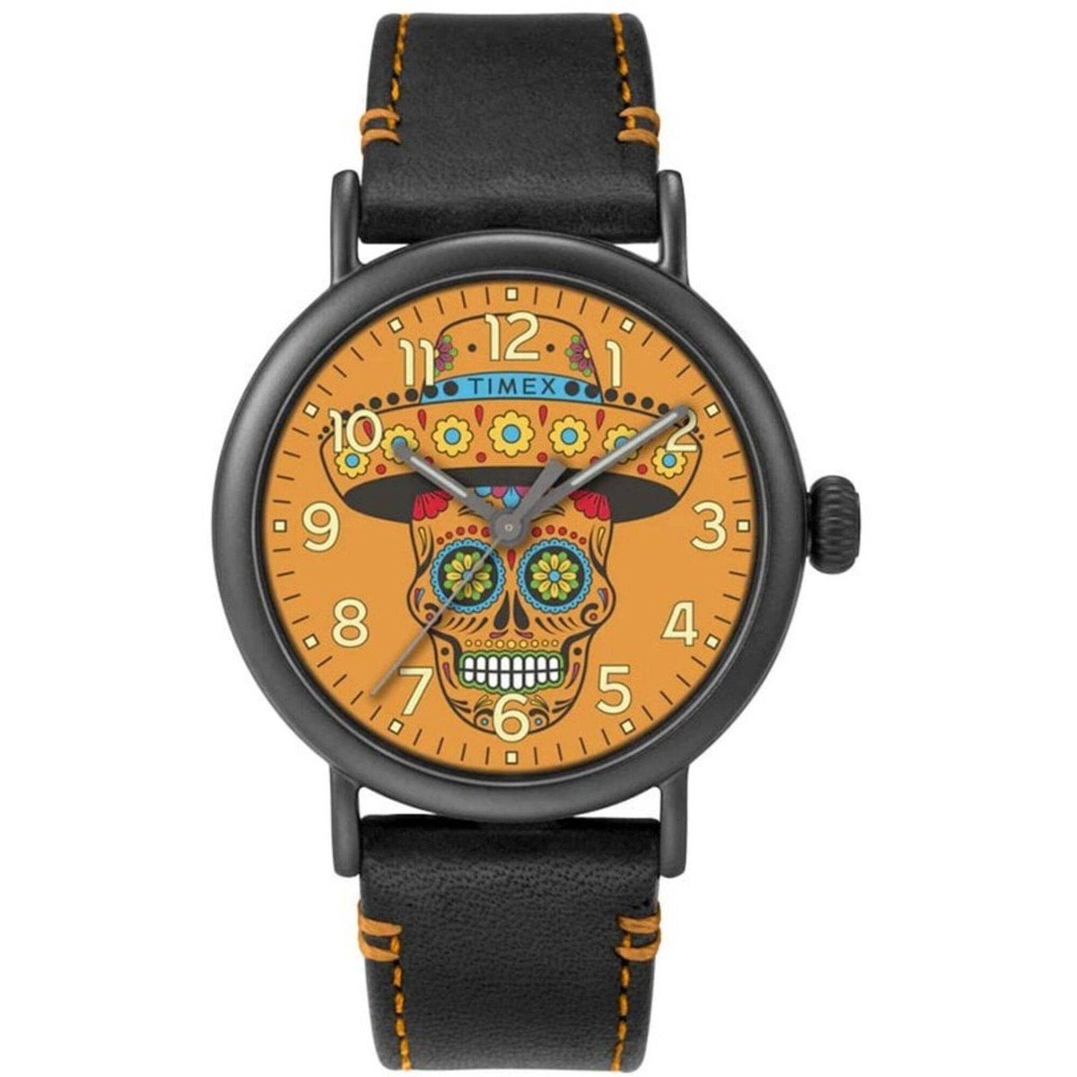 Timex Men's Watch Standard Dia de los Muerto Orange Dial Black