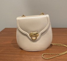 Vtg Frenchy Of California Pearl white leather gold-Chain Evening Bag Made in USA