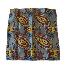 Men's Handkerchief Pocket Square Blue Floral Paisley 100 Silk Career