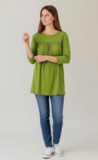 Attitudes by Renee Womens Tunic Size M Cactus Green 3/4 Sleeve Flounce Casual