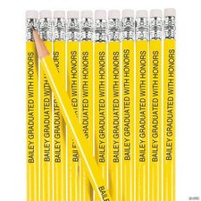 7 1/2" Personalized Yellow Solid Color Wood Pencils - 24 Pc.