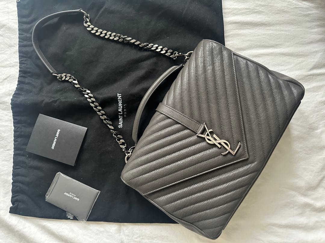 SAINT LAURENT Large College Shoulder Bag Gray