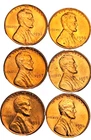 1956-1958 P & D GREAT  RED BU SET 1956D-1958D  (6 coin lot ) LINCOLN CENTS $1.0