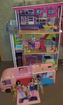 Kidkraft Supermodel Wooden Doll House with Barbie Camper and Accessories