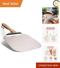 Aluminum Metal Pizza Peel with Foldable Wood Handle for Easy Storage, Pizza S...