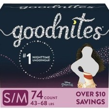Goodnites Bedtime Pants for Girls Small/Medium, 74 Count