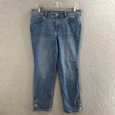 J.Jill Denim Jeans Women 12P Authentic Fit Slim Ankle Mid Rise Cotton Blend Blue