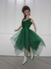 Vintage Style Green Satin/Net Hand-Made Skating Dress For Barbie Vintage Skates