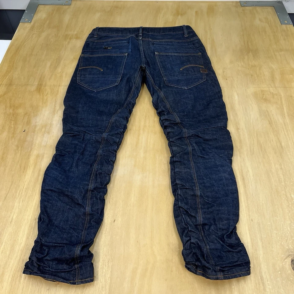 Pantalones de mezclilla G-Star RAW Staq 3D rectos cónicos para hombre 32x30 azul marino oscuro orgánicos Foto 3 de 4
