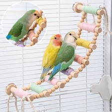 Hanging Bird Cotton Rope Ladder 5/8/10 Steps Bird Cage Decoration  Parakeets