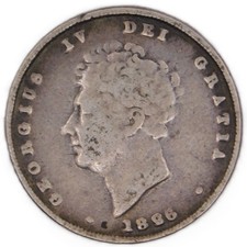 1826 Shilling Coin - King George IV - British Milled Silver Coin