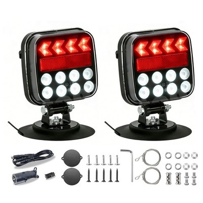 Universal Magnetic Wireless LED Trailer Lights 5in1 Reverse Brake Strobe Lamps