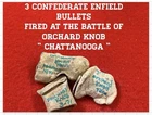 Civil War Relics: 3 Confederate Enfield Miniballs, Dug at ORCHARD KNOB TENNESSEE
