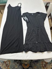 2 Gap Small S Tall Dresses Black Tank Maxi Heart Polka Dot Flutter Dress Sleeve