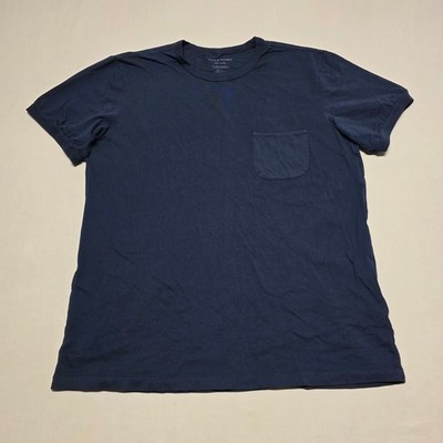 Outerknown Men Large Navy Organic Pima Cotton Short Sleeve Pocket T-Shirt RegFit