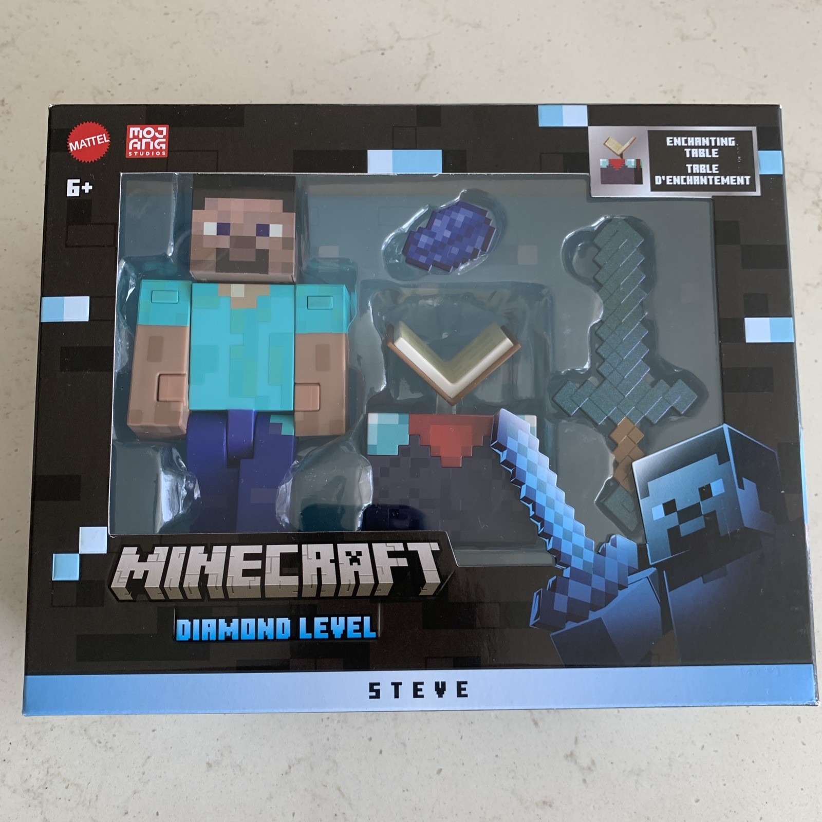 Minecraft Diamond Level Steve Action Figure, 3 Accessories, 5.5-in Collector