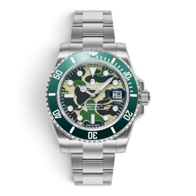 A BATHING APE TYPE 1 BAPEX Automatik 40mm SS Grün Herrenuhr 1M20-187-301 Box