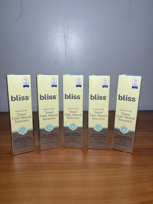#ad 5 PACK Bliss Block Star SPF 30 Daily Tinted Mineral Sunscreen EXP 3 28 $59.95