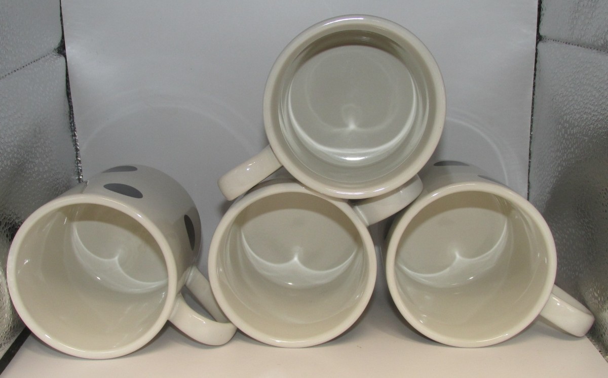 Set of 4 Four KATE SPADE Lenox BLACK POLKA DOT Coffee MUGS thumbnail 4