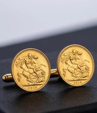 Gold Plated British Sovereign Coin Cufflinks,...