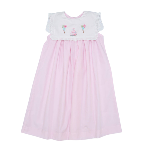 Pink Birthday Cake & Balloons Hand Embroidered Dress - Picture 2 of 4