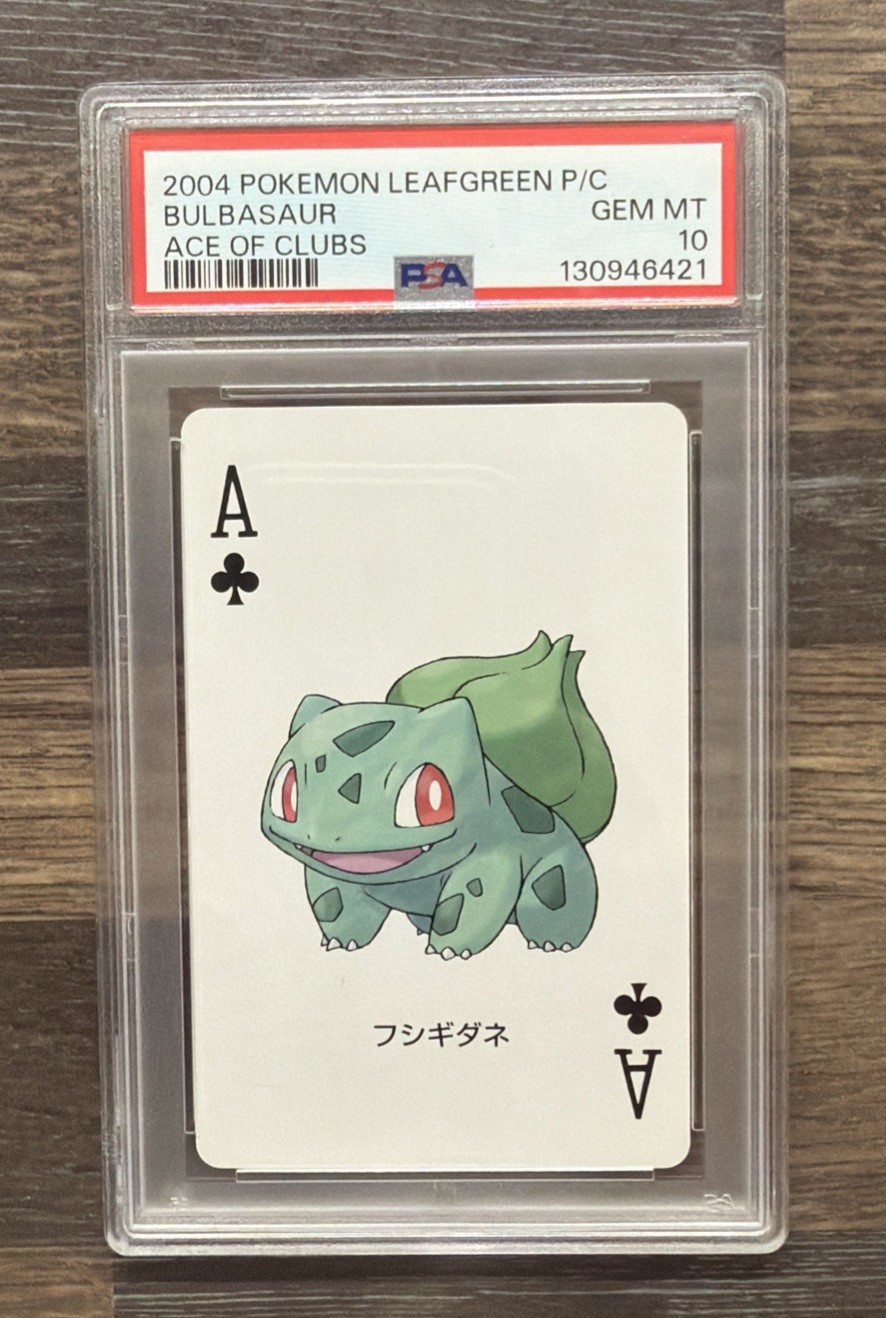 2004 POKEMON LEAFGREEN VERSION PLAYING CARDS  BULBASAUR ACE OF CLUBS PSA 10