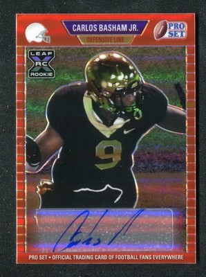 2021 Leaf Pro Set Metal Autographs Rainbow Orange PACBJ Carlos Basham Jr. RC /15