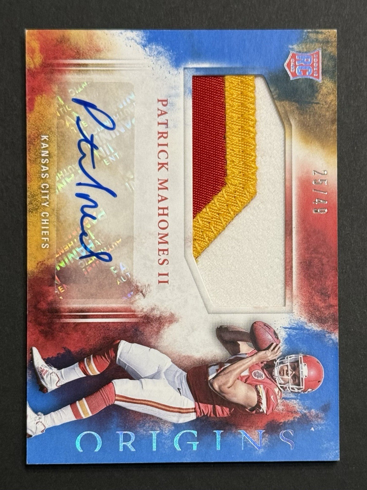 2017 Origins PATRICK MAHOMES Rookie Patch Auto True RPA RC Blue /49 Signed