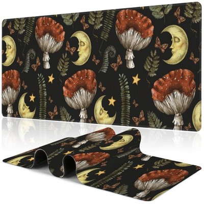 Vintage Magic Forest Desk Mat,Large Moon Amanita Mushroom and Forest Botanica...