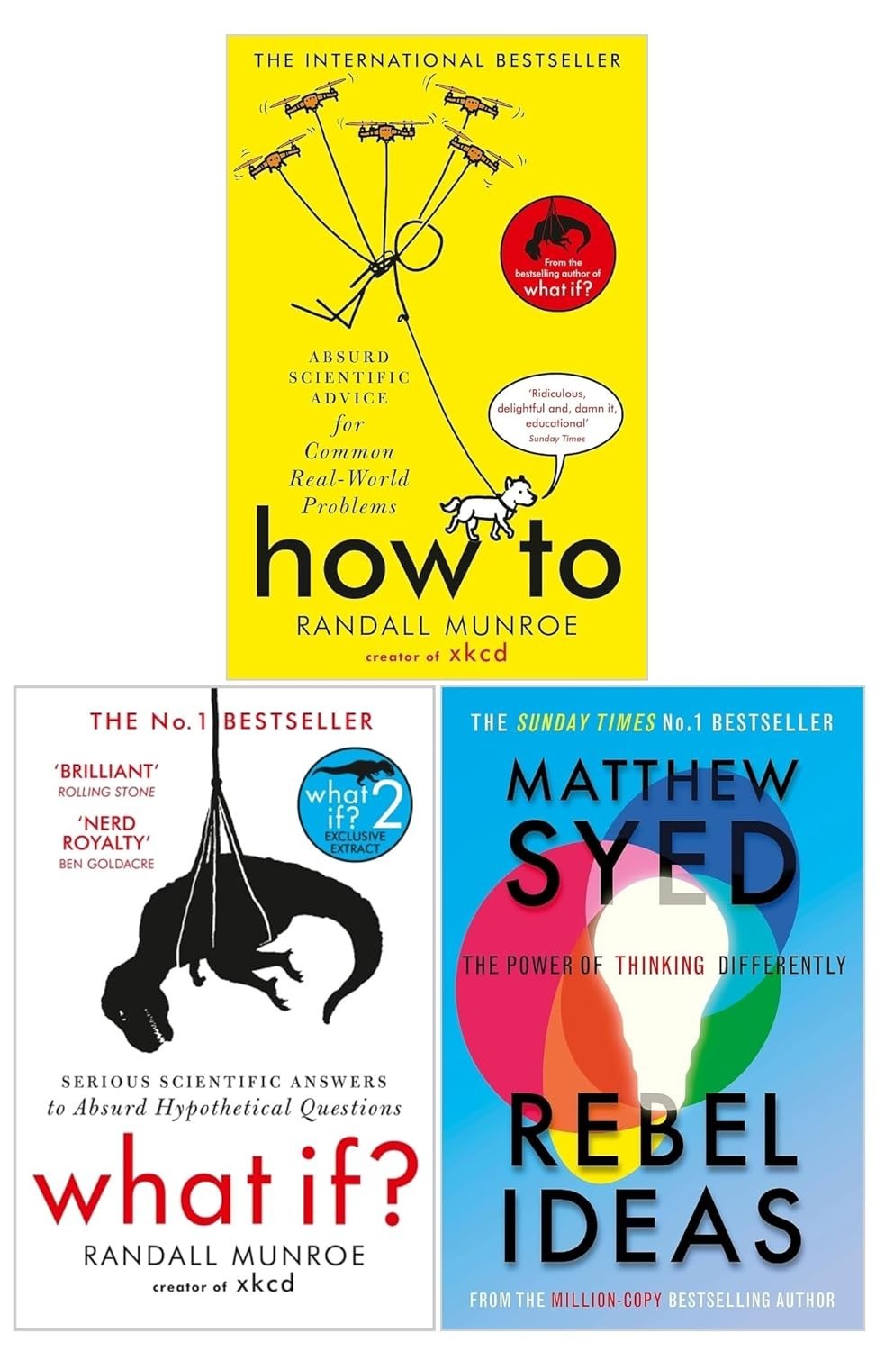 Rebel Ideas, How To, What If?By Randall Munroe,Matthew Syed 3 Books Set