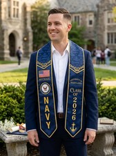 Personalized US Navy Graduation Stole 2026, Custom Navy Veteran Sash, Patriotic