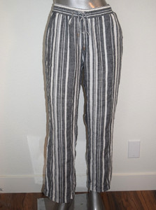 ELLEN TRACY WIDE LEG PANTS - GRAY/WHITE STRIPES - MEDIUM