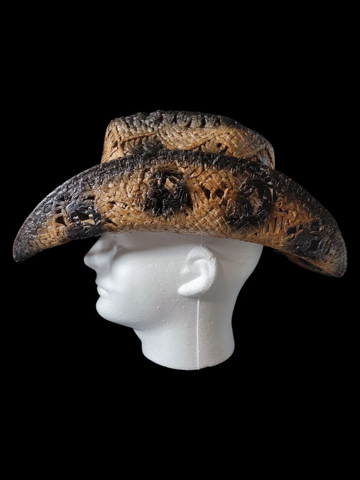 Шляпа передняя Western Express желтовато-коричневая и коричневая соломенная с кожаным ремешком кончо S/M - Изображение 4 из 4