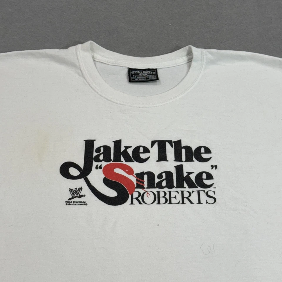Camisa WWE Jake The Snake Roberts Para Hombres XL Blanca Lucha Gráfica Camiseta Cuello Redondo Foto 2 de 4