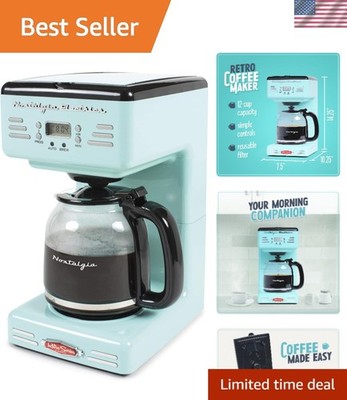 Retro 12-Cup Programmable Coffee Maker With LED Display, Automatic Shut-Off &...