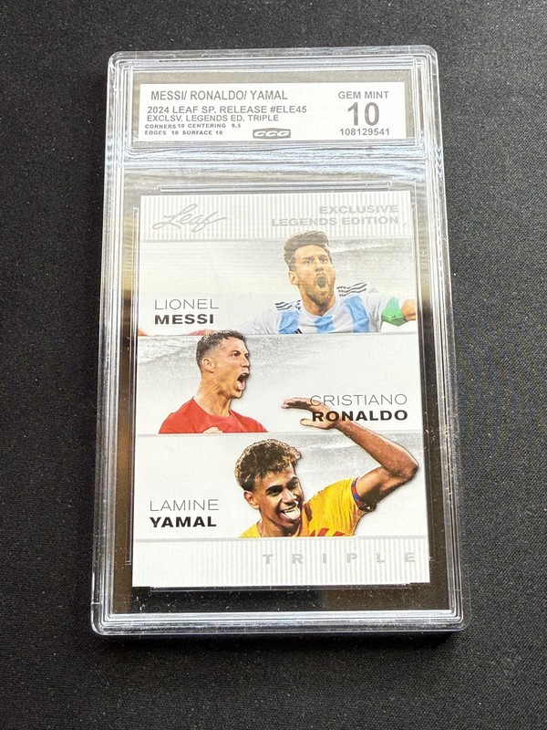 Messi / Ronaldo / Yamal 2024 Leaf Legend Triple CCG 10 Lamine Yamal rc