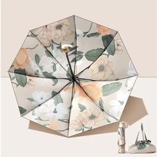 Double Layer Folding Umbrella Flower Print UV Sun Shade Rain Protection