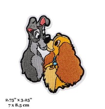 Lady And The Tramp Cartoon Characters Kiss Embroidered Iron On Patch