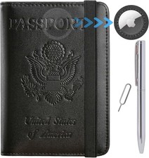 Airtag Passport Holder Cover Wallet RFID Blocking Leather Case Travel Essentials