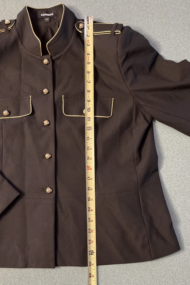 Chaqueta Blazer Express Negra Estilo Militar Con Botones Dorados/Ajuste Talla XL Foto 4 de 4