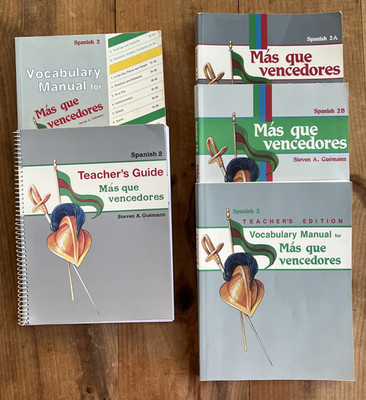 Lot of 5 SPANISH A Beka Book 2A, 2B, TE & Stu Vocab Manual, Teacher's Guide