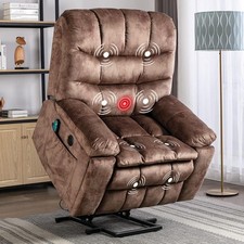 EBELLO Large Power Lift Recliner Chair w/ Massage and Heat for Elderly Brown