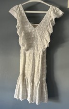 LoveShackFancy Catalina Lace Alanis Mini Dress Womens 0 Ivory Cream V-Neck LSF