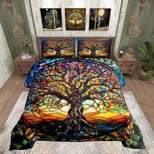 Tree of Life Bedding Set King Size Modern Artwork Comforter Abstract Nature L...