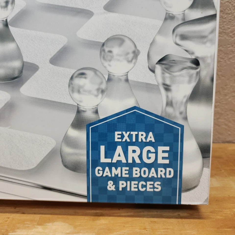 Modern Classics Extra Large Game Board & Pieces Glass Chess Set Blue & White - Image 2 of 4