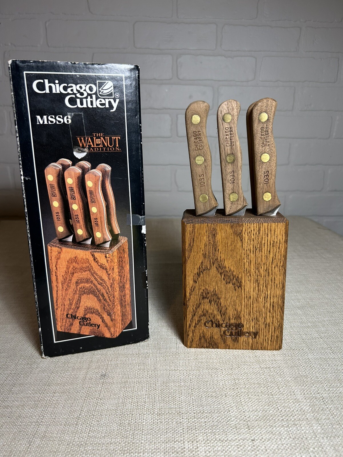 Vintage Chicago Cutlery Steak Knife Set 103S Set Of 6 Knives with Block