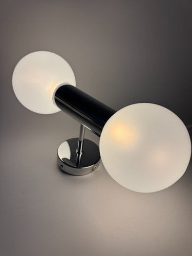 *2x SPACE AGE LAMPE MOTOKO ISHII FÜR STAFF 70ER RARITÄT WANDLAMPE CHROM GLAS - Picture 15 of 17