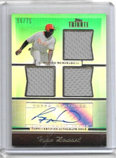 RYAN HOWARD '11 TOPPS TRIBUTE TRIPLE GREEN GAME JERSEY,& CERTIFIED AUTOGRAPH#/75